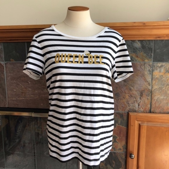 Kate Spade NY Queen Bee Graphic T Shirt Striped - Picture 1 of 6